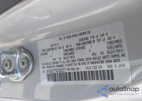 2016 Mazda Mx-5 Miata Club from USA, damaged, VIN JM1NDAC77G0102107